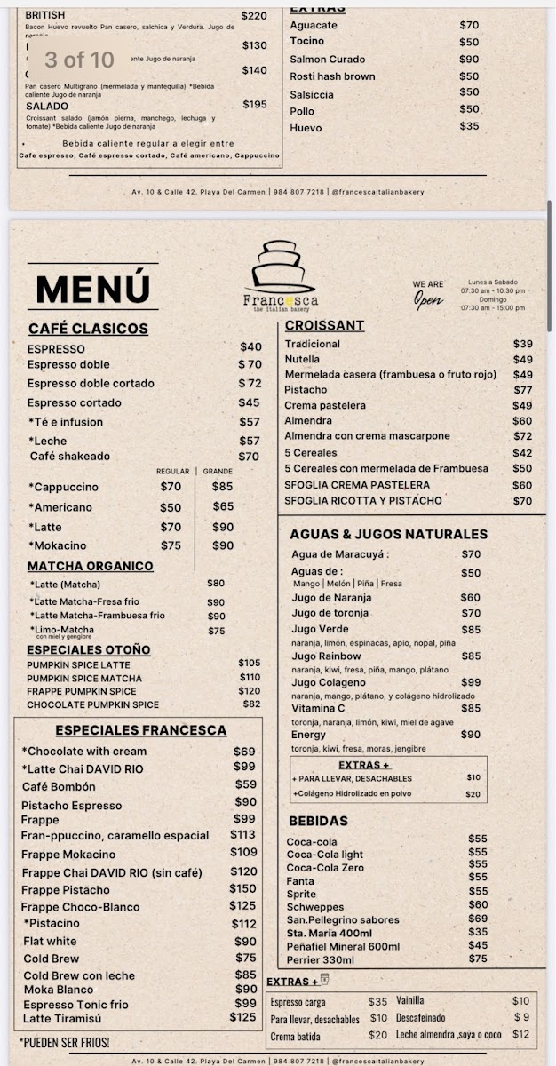 FRANCESCA the Italian Bakery Menu - Image 1