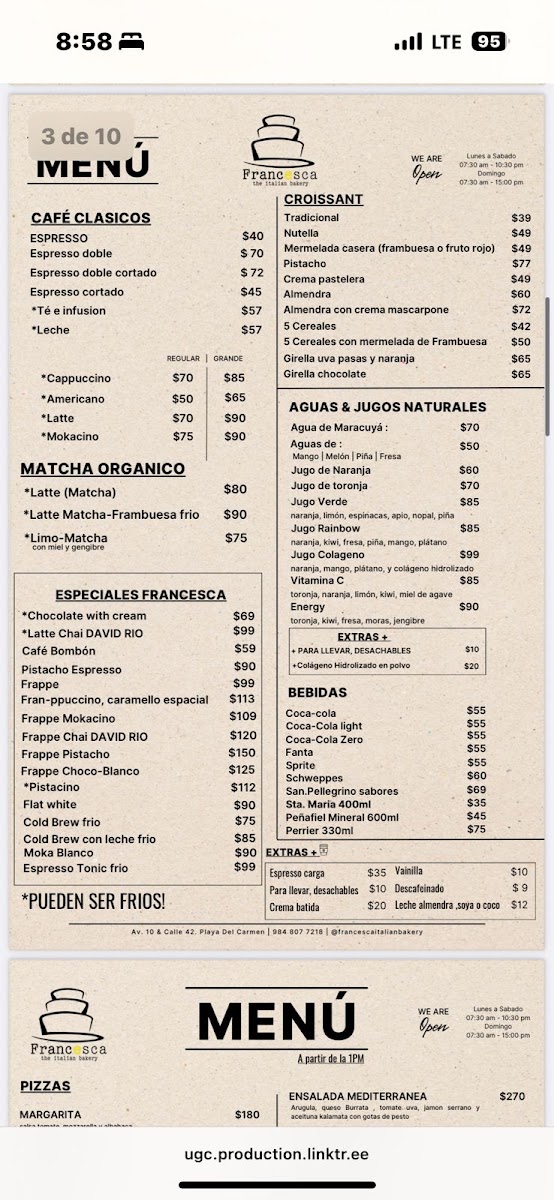 FRANCESCA the Italian Bakery Menu - Image 2